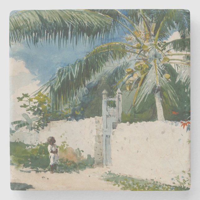 Porta-copo De Pedra Jardim de Nassau, Bahamas (Arte Caribe) (Frente)