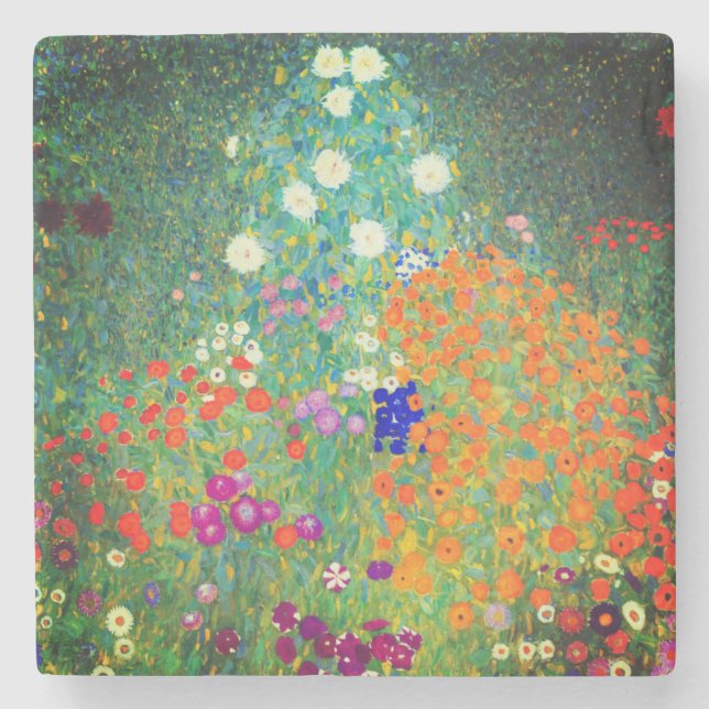 Porta-copo De Pedra Jardim Flor Gustav Klimt (Frente)