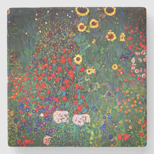 Porta-copo De Pedra Jardim Flor Gustav Klimt