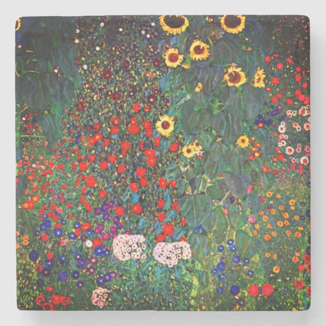 Porta-copo De Pedra Jardim Flor Gustav Klimt (Frente)