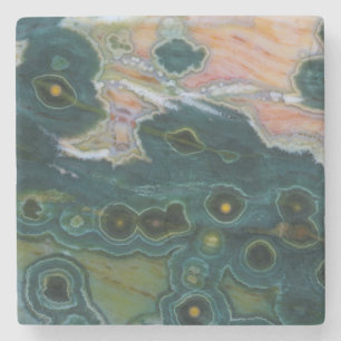 Porta-copo De Pedra Jasper Oceano com Manchas Verdes