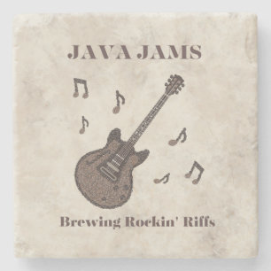Porta-copo De Pedra Java Jams-Brewing Rockin' Riffs-Café-Guitarra-