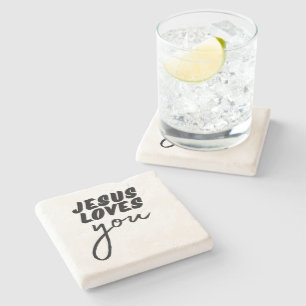 Porta-copo De Pedra 'Jesus Ama Você' Minimalista Encorajamento Cristão