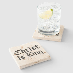 Porta-copo De Pedra Jesus Cristo é Rei - estilo gótico grunge erosiona