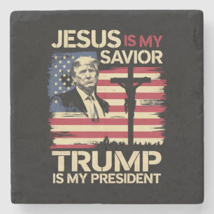 Porta-copo De Pedra Jesus É Meu Salvador Trump É Meu Presidente Bandei
