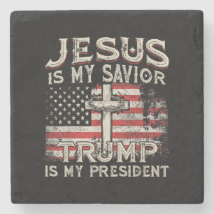 Porta-copo De Pedra Jesus é o meu salvador é o meu presidente american