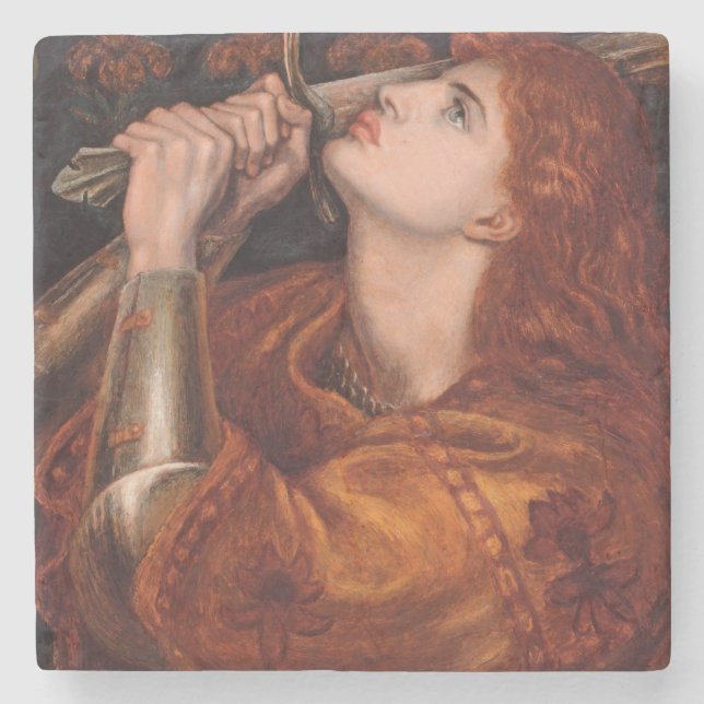 Porta-copo De Pedra Joan of Arc (Retrait) (por Dante Gabriel Rossetti) (Frente)