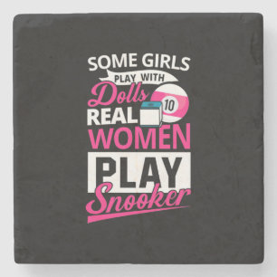 Porta-copo De Pedra Jogador de Bilhar   Mulher Real Joga Snooker