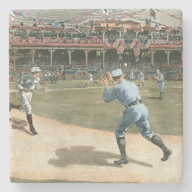 Porta-copo De Pedra Jogo da Liga Nacional de Basebol de 1886 (Frente)