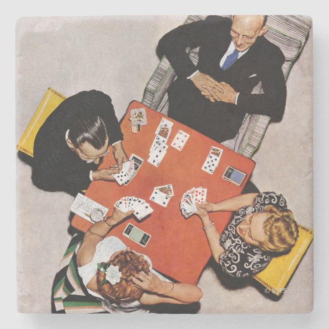 Porta-copo De Pedra Jogo da ponte por Norman Rockwell (Frente)