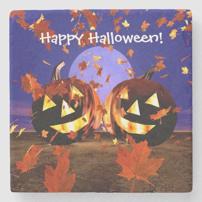 Porta-copo De Pedra Jogo das abóboras do Dia das Bruxas (Frente)