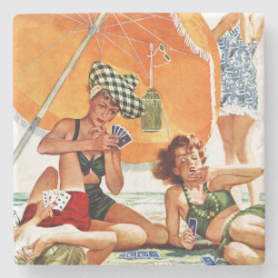 Porta-copo De Pedra Jogo de cartas na praia por Alex Ross