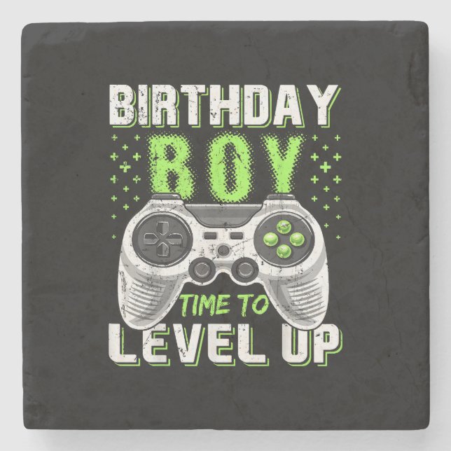 Porta-copo De Pedra Jogo de Vídeo do Birthday Boy Level Up (Frente)