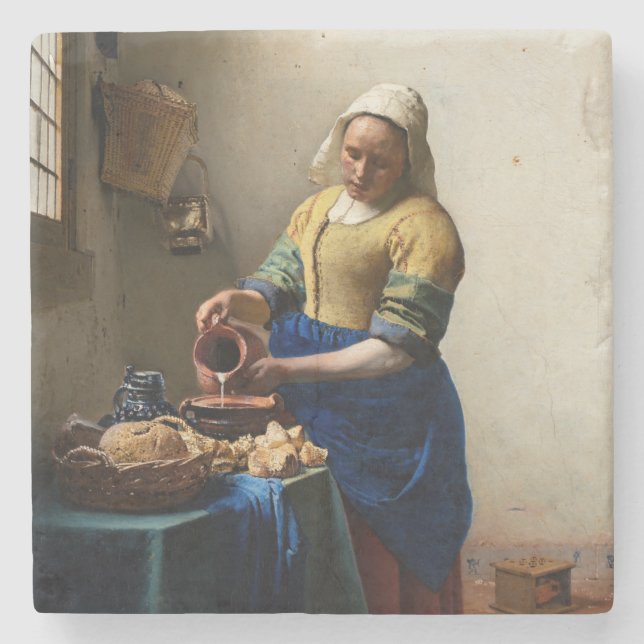 Porta-copo De Pedra Johannes Vermeer - A Milkmaid (Frente)