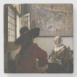 Porta-copo De Pedra Johannes Vermeer - Oficial com uma Garota Rindo