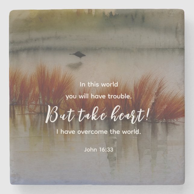 Porta-copo De Pedra John 16:33 Eu tenho a Bíblia Verse Christian (Frente)