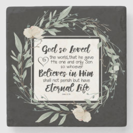 Porta-copo De Pedra John 3:16 Deus tão adorou a Bíblia mundial