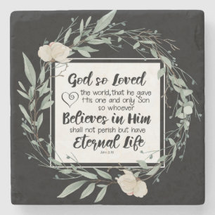 Porta-copo De Pedra John 3:16 Deus tão adorou a Bíblia mundial