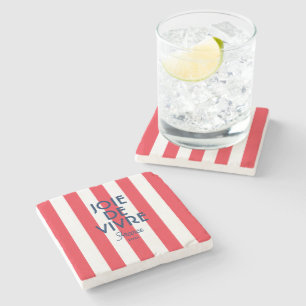 Porta-copo De Pedra Joie De Vivre França Red Cabana Stripe Francês