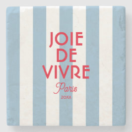 Porta-copo De Pedra Joie De Vivre Paris Blue Cabana Stripe Francês