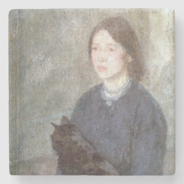 Porta-copo De Pedra Jovem Segurando um Gato Negro (por Gwen John)