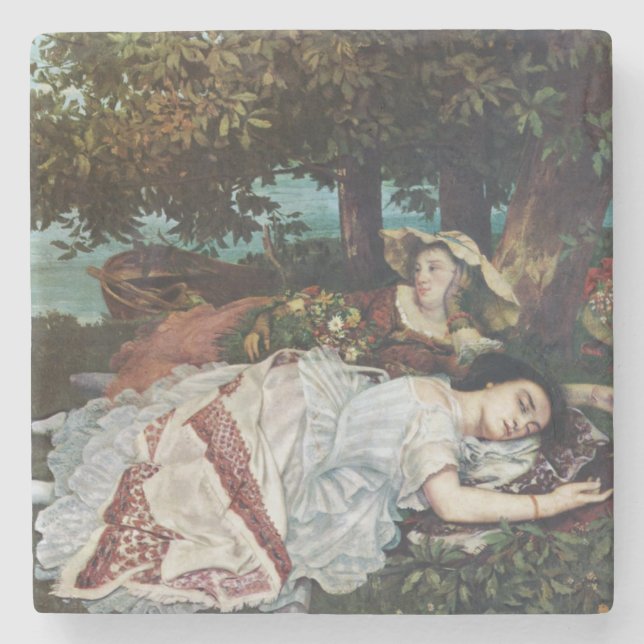 Porta-copo De Pedra Jovens damas nas margens do Sena (Verão) (Frente)