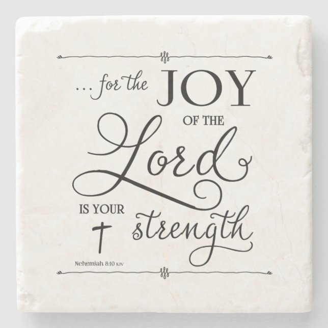 Porta-copo De Pedra Joy of the Lord - Nehemiah 8:10 (Frente)