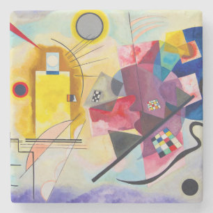 Porta-copo De Pedra Kandinsky amarelo-vermelho-azul