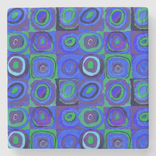 Porta-copo De Pedra Kandinsky Farbstudie Quadrados Azuis Círculo Quadr