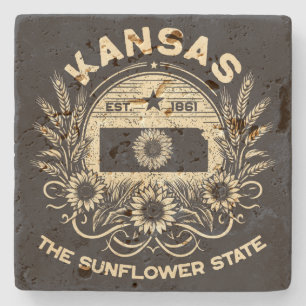 Porta-copo De Pedra Kansas The Sunflower State