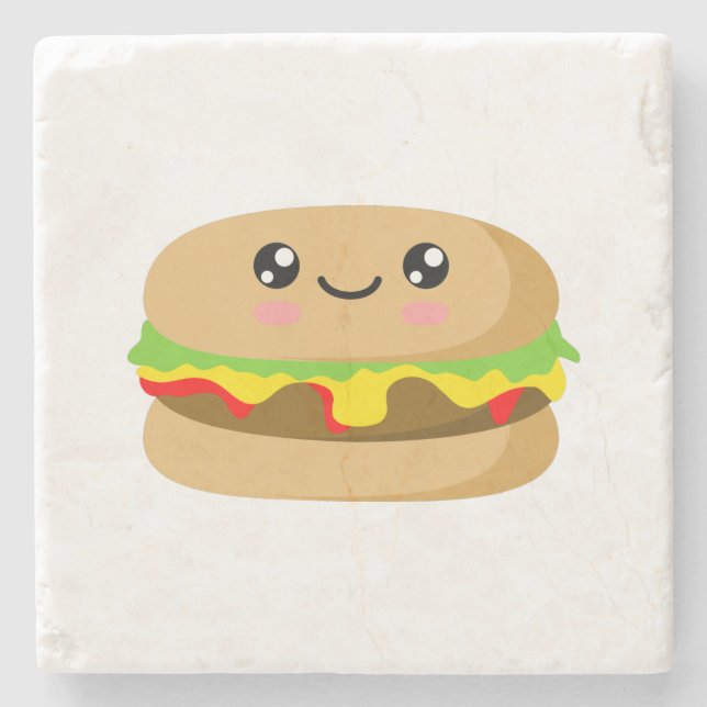 Porta-copo De Pedra Kawaii Burger (Frente)