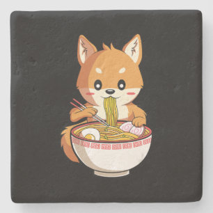 Porta-copo De Pedra Kawaii ramen shiba inu   presente de amante de mac