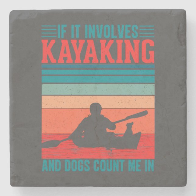 Porta-copo De Pedra Kayaks e Cachorros Contam comigo (Frente)
