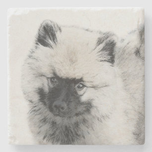 Porta-copo De Pedra Keeshond Puppy Drapy - Arte Cachorro Original Boni
