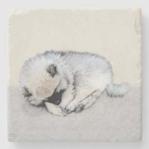 Porta-copo De Pedra Kehond Slein Puppy Pintura Original