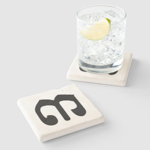 Porta-copo De Pedra Khmer Script do Cambojano Número 3 / Três / ៣ (Bei