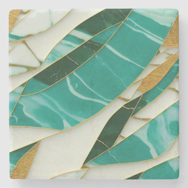 Porta-copo De Pedra Kintsugi Jade e Marble (Frente)