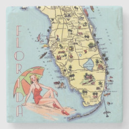 Porta-copo De Pedra Kitsch do mapa das viagens vintage de Florida