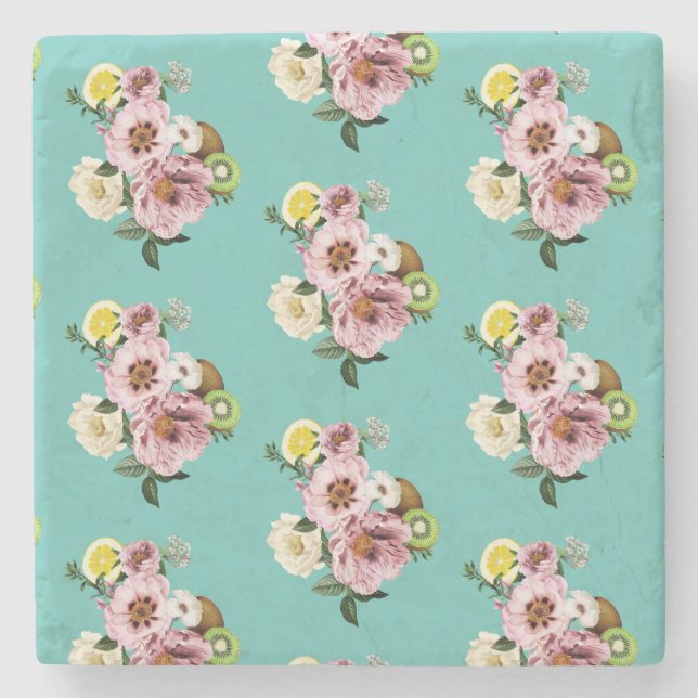 Porta-copo De Pedra Kiwi, limão e pedras românticas (Frente)