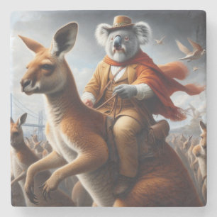 Porta-copo De Pedra Koala Kangaroo Rider