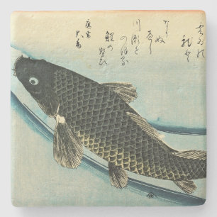 Porta-copo De Pedra Koi (Carp) - Impressão de Peixe Japonês de Hiroshi