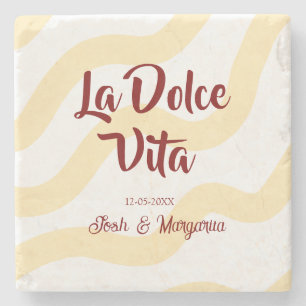 Porta-copo De Pedra La Dolce Vita casal de noivos nome noiva mauve