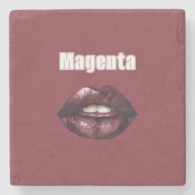 Porta-copo De Pedra Lábios Vermelhos Magenta Borgonha (Frente)