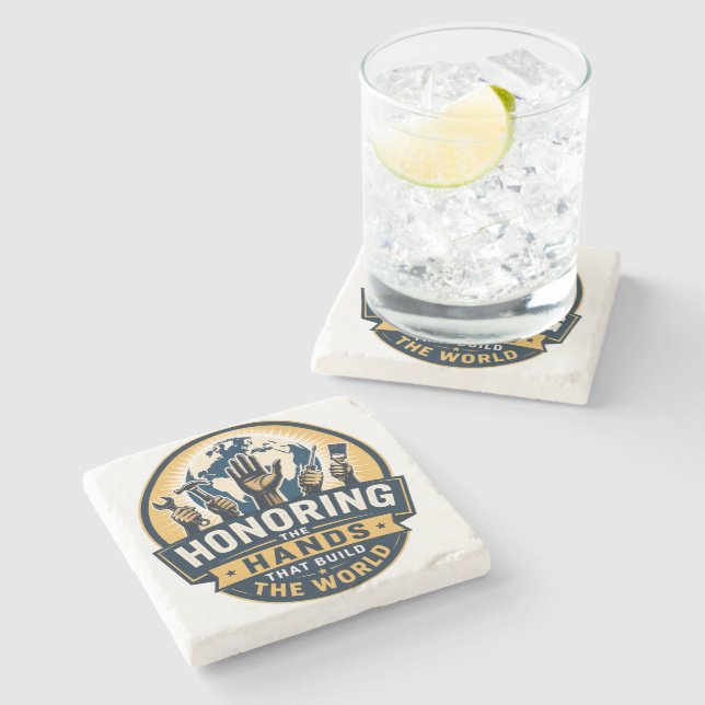 Porta-copo De Pedra Labour Day  (Lateral)