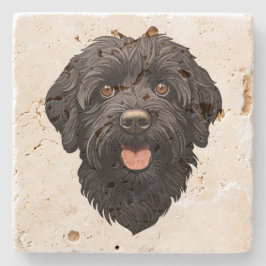 Porta-copo De Pedra Labradoodle Black Dog