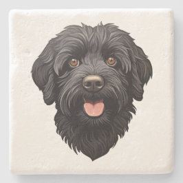 Porta-copo De Pedra Labradoodle Black Dog