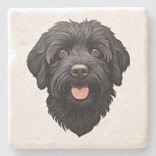 Porta-copo De Pedra Labradoodle Black Dog
