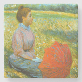 Porta-copo De Pedra Lady Resting em um Prado Verde