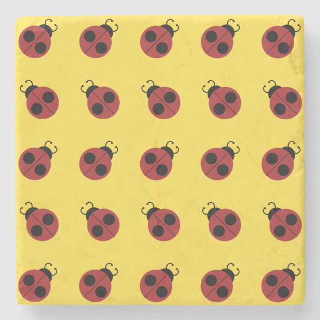 Porta-copo De Pedra Ladybug 60s retro legal vermelho (Frente)