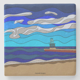 Porta-copo De Pedra Lago Michigan - Porta copos Limestone